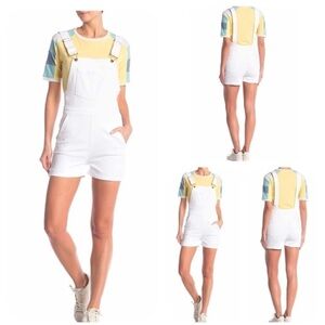 NWT FRAME Palazzo Denim Short Zip White Overalls